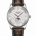 Longines Longines Master Collection L2.909.4.77.3  L29094773 механические мужские часы серебристый циферблат, браслет кожаный — вид спереди